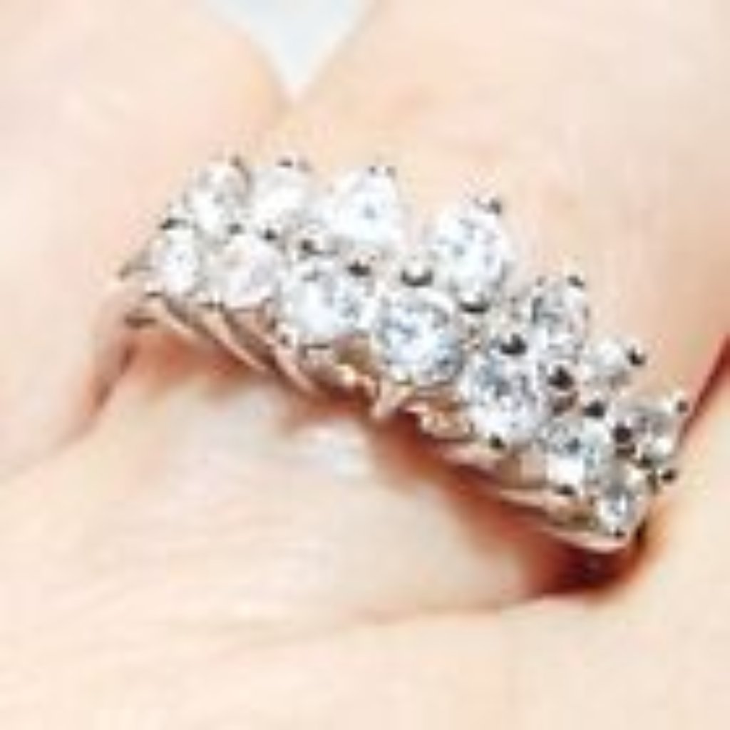 Sterling Multi Brilliant Cut Clear Cubic Zirconia Stair Step Design Ring 57 17$